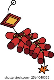 Red firecrackers illustration, symbolizing joyous celebrations and festivities, ideal for website, application, printing, document, poster design, etc.