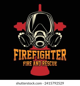 Red Firefighter Helmet Detailed Vintage Logo Emblem Insignia Vector