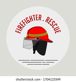 Red Firefighter helmet vector Illustration. International Firefighter Day. Rescue template design