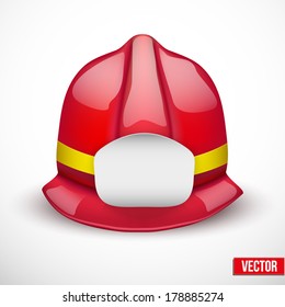 Red firefighter helmet vector illustration. Space for badge or emblem. Isolated and editable.