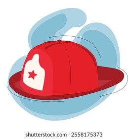 Red Firefighter Helmet.Fireman helmet icon, 