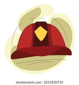  Red Firefighter Helmet.Helmet icon. Flat illustration of helmet 