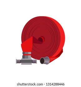 Red firehose illustration. Red, equipment, fire protection. Fire safety concept. Vector illustration can be used for topics like engineer system, safety