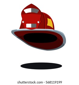 Red Fireman Hat Helmet USA American Vintage. Icon. Vector