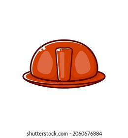 Red fireman helmet cartoon Icon Logo Illustration Isolated on white background. Labour Day or May Day icon. Vector fireman or firefighter hat