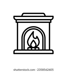 Red Fireplace Outline Icon Vector Illustration