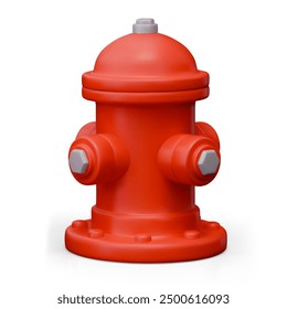 Red fireplug on white background. Street fire equipment