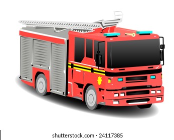 Red Firetruck Fire Engine Over White