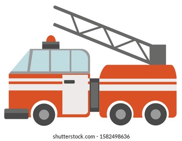 Red firetruck vector. Red fireman truck illustration. 