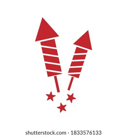 Red Firework rockets isolated on white background.