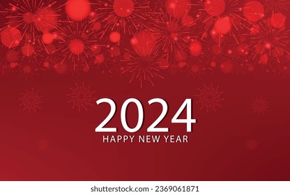 Red fireworks background for 2024 new year design