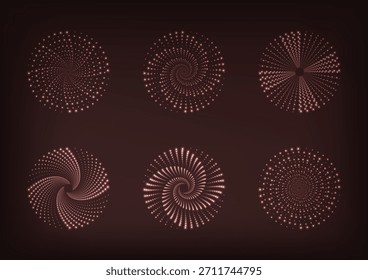 Conjunto de Vector de partículas dinámicas de resplandor de círculo de fuegos artificiales rojos