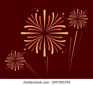 red fireworks explosion set icons
