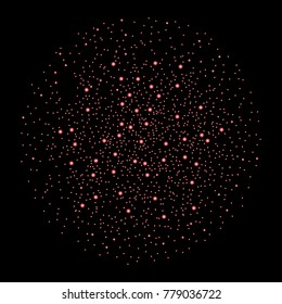 Red fireworks isolated on black background. Vector illustration