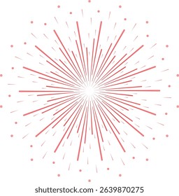 Red fireworks. Isolated vector illustration on transparent background.