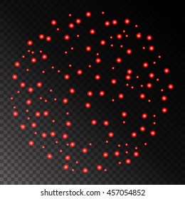 Red fireworks on chess style transparent background. Vector illustration
