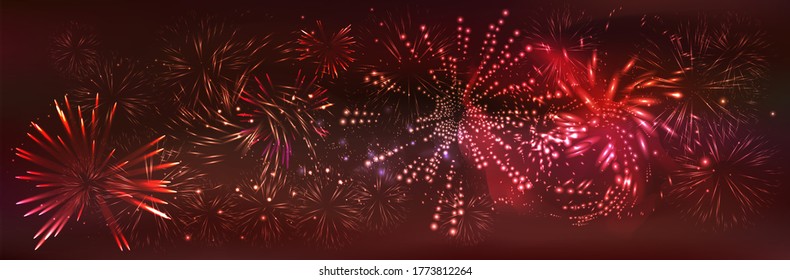 red fireworks on a dark background stock vector illustration
