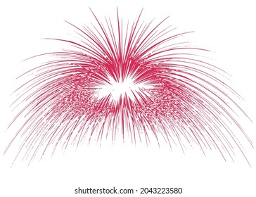 Red fireworks on white background.