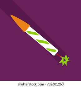Red fireworks rocket isolated on white background, illustration.