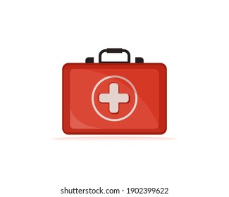 Red First Aid Bag Vector. Medical Box Template With Realistic Design Style