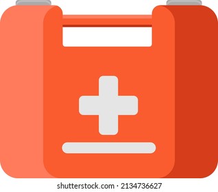 Caja roja de primeros auxilios, ilustración, vector sobre un fondo blanco.