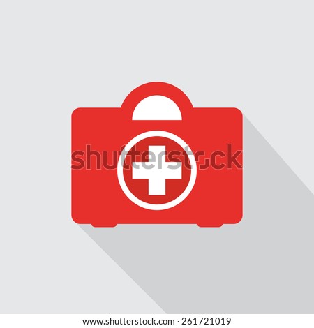 Red first aid box vector flat design
