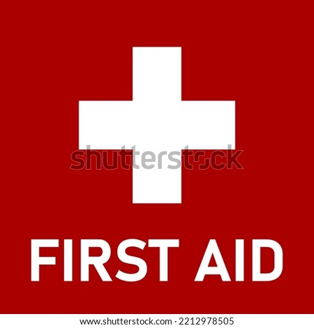 Red First Aid Icon with Cross. Vector Image.