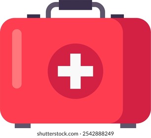 Red first aid kit closed with white cross symbol, representing emergency medical care and preparedness for accidents or injuries