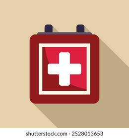 Red first aid kit icon with a white cross symbol, representing medical supplies and emergency preparedness