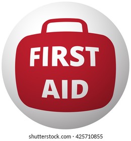 Red First Aid Kit icon on white ball