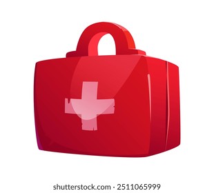 Um kit vermelho de primeiros socorros representado como uma ilustração vetorial plana Simbolizando assistência médica de emergência assistência médica e segurança em cenários médicos