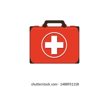 Red First aid kit vector isolated on white