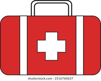 a red first aid kit with a white cross, symbolizing medical assistance and emergency healthcare. It’s simple and easily recognizable, ideal for health-related themes and applications.