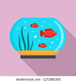 Red fish aquarium icon. Flat illustration of red fish aquarium vector icon for web design