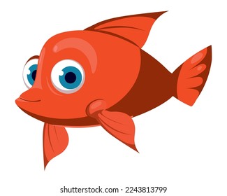 red fish cartoon icon isolated design