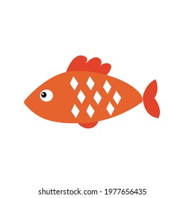 Red fish flat vector illustration isolated on white background. Aquarium fish. Tropic sea life. Underwater design element.
