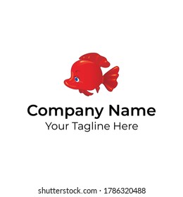 Red Fish Happy Logo Vector