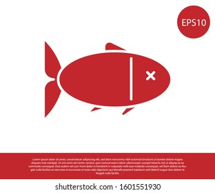 Red Fish icon isolated on white background.  Vector Illustration