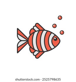 Red fish icon isolated vector illustration on white background.