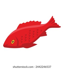 Red fish icon isometric vector. Fishery hobby. Angling marine activity