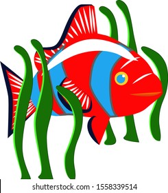 Red fish, illustration, vector on white background.