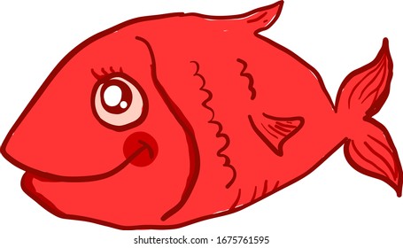 Red fish, illustration, vector on white background.