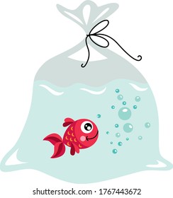 Red fish inside the plastic bag