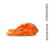 Red fish low poly. Fresh, nutritious, tasty fish steak. Trout. Vector illustration. Salmon in triangulation technique. 
