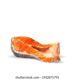Roter Fisch, Low-Poly. Frisch, nahrhaft, leckeres Fischsteak. Forellen. Vektorgrafik. Lachs in Triangulationstechnik. 