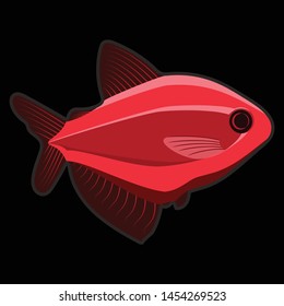 Red fish on black background