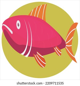 red fish on green background vector illustration