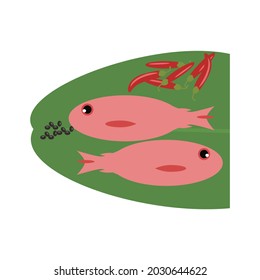 Red Fish Ready for cooking Illustration.