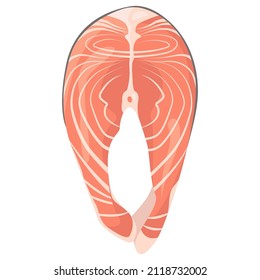 Red fish, salmon steak. Isolated white background. Label, poster, sticker