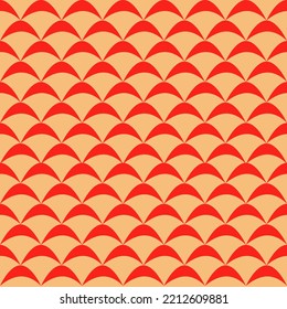 Red fish scale pattern on gold background. Design for dragon scale pattern. Japanese pattern . Chinese pattern.